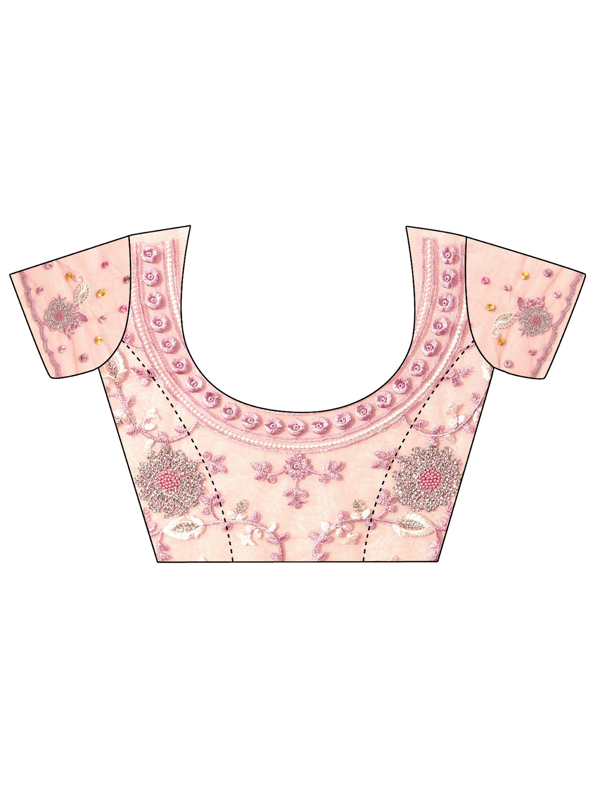 Libas Art Blush Pink Floral Embroidered Net Saree