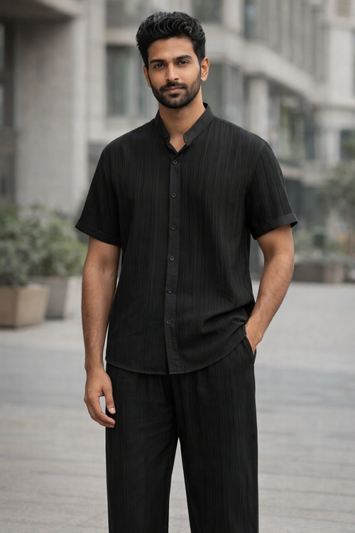 Premium Black shirt & track Pent Co-ord set For Man -Lafabrila