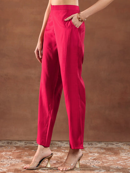 Gerua Red Embroidered Silk Blend Straight Suit With Dupatta-color issye