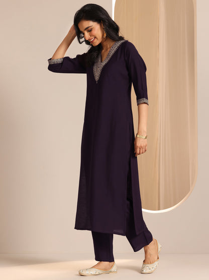 Gerua Burgundy Yoke Design Silk Blend Straight Suit Set With Dupatta
