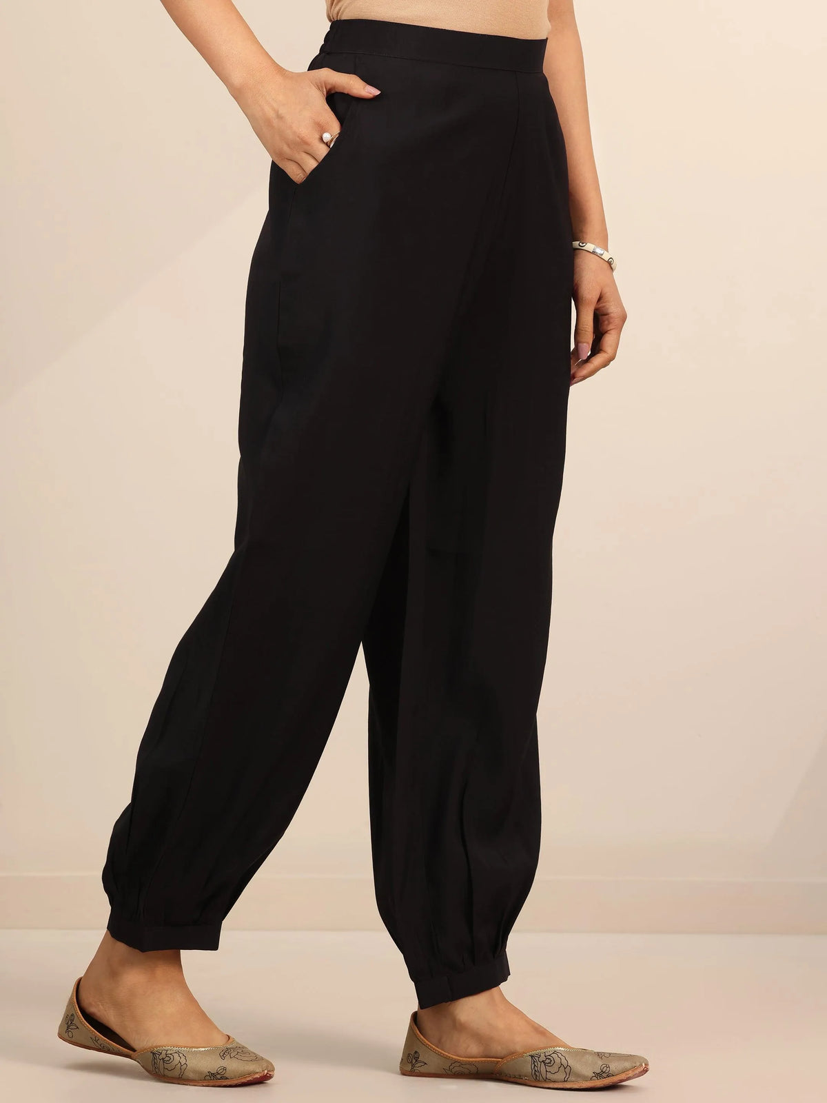 Gerua Black Yoke Design Silk Blend Straight Suit Set With Dupatta