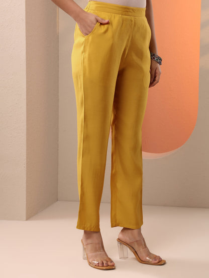 Gerua Yellow Embroidered Silk Blend Straight Suit Set With Dupatta