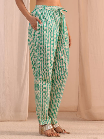 Gerua Turquoise Yoke Embroidered Cotton Blend Straight Suit Set