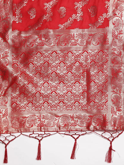 Gerua Red Silk Blend Solid Straight Suit With Dupatta