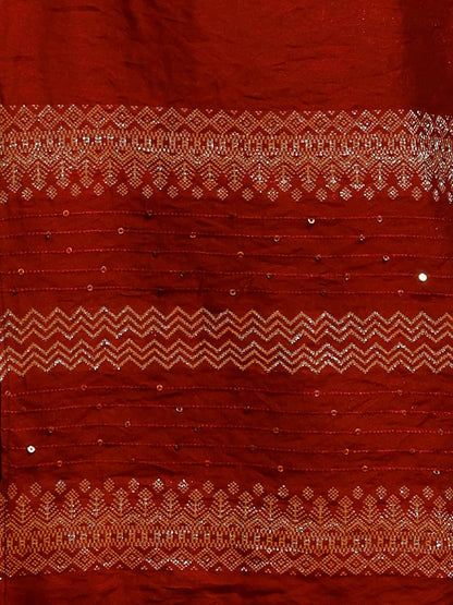 Gerua Maroon Yoke Design Silk Blend Straight Suit With Dupatta