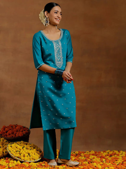 Gerua Green Yoke Design Silk Blend Straight Suit With Dupatta