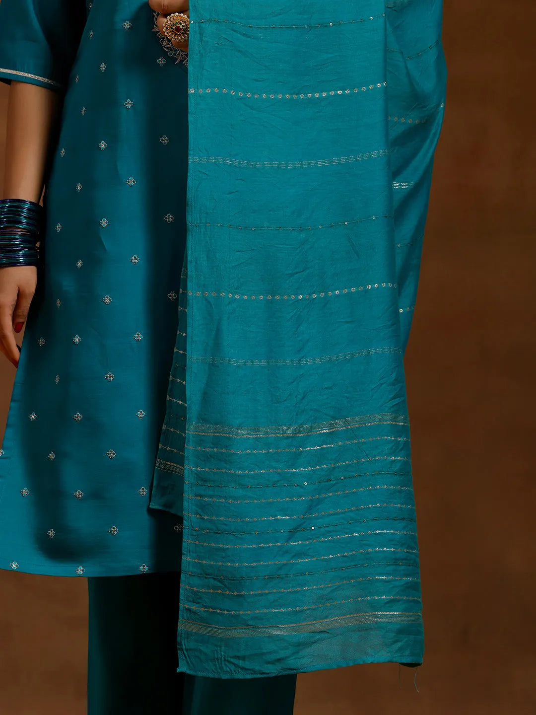 Gerua Green Yoke Design Silk Blend Straight Suit With Dupatta