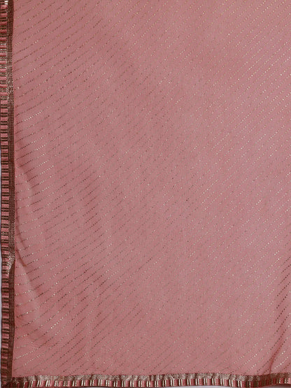 Gerua Peach Yoke Design Silk Blend Straight Suit With Dupatta