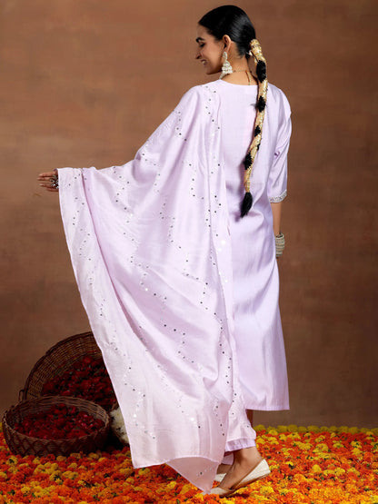 Gerua Lavender Yoke Design Silk Blend Straight Suit With Dupatta