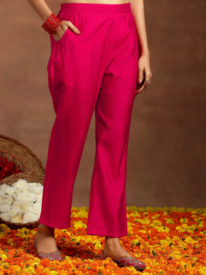 Gerua Pink Yoke Design Silk Blend Straight Suit With Dupatta