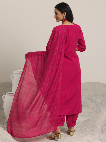 Gerua Pink Yoke Design Silk Blend Straight Suit With Dupatta