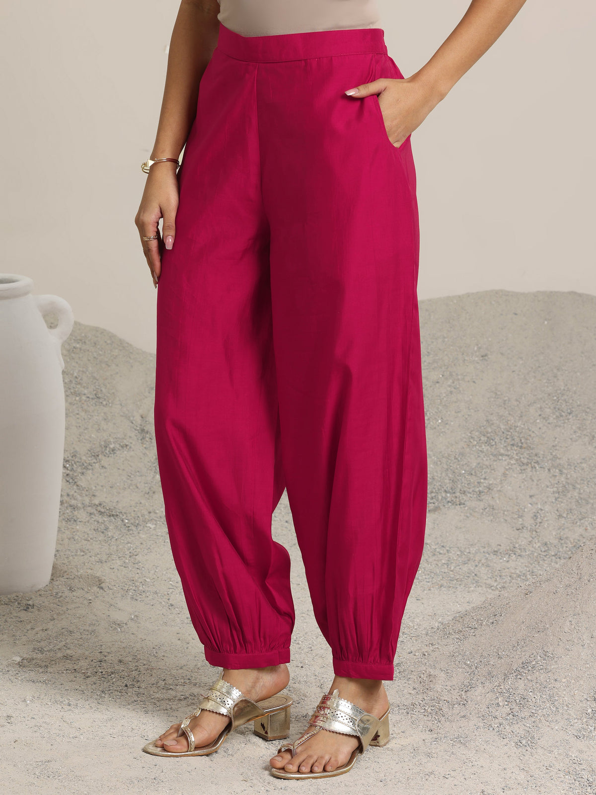 Gerua Pink Yoke Design Silk Blend Straight Suit With Dupatta
