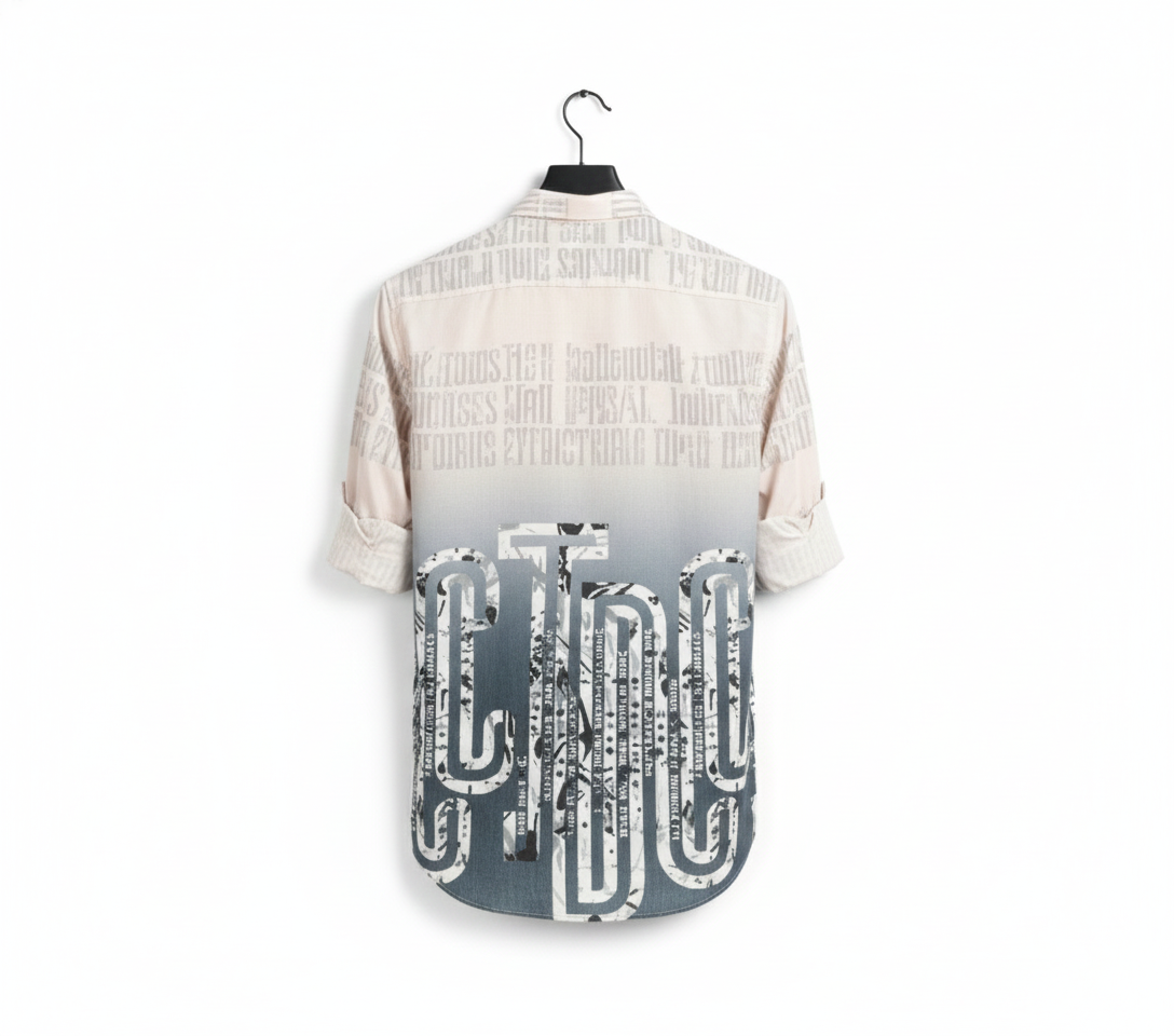 Men's Faded Typography Print Casual Full Sleeve Shirt