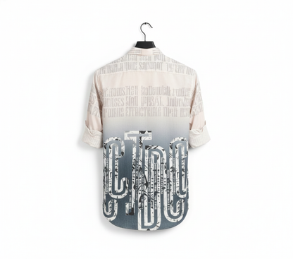Men's Faded Typography Print Casual Full Sleeve Shirt