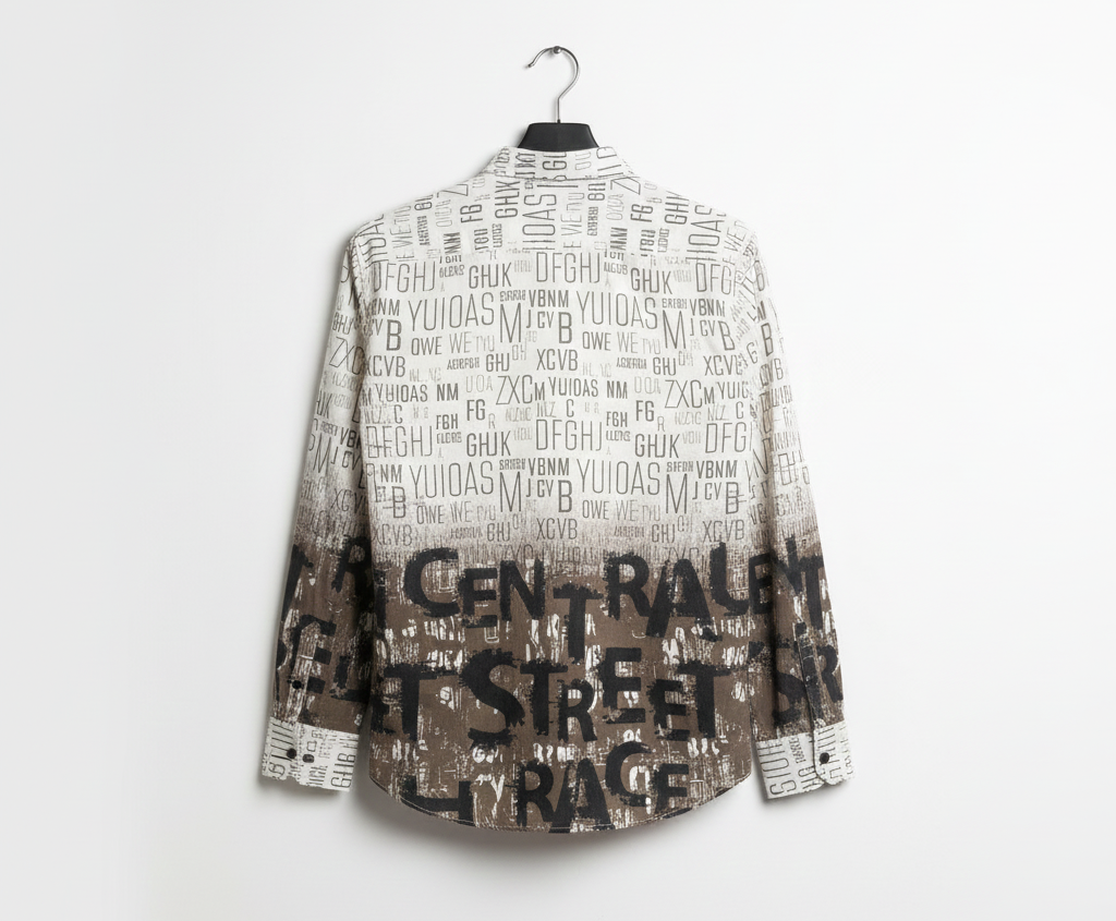 Ombre Alphabet Print Men's Shirt