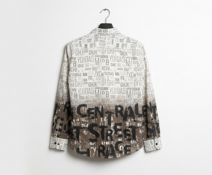 Ombre Alphabet Print Men's Shirt