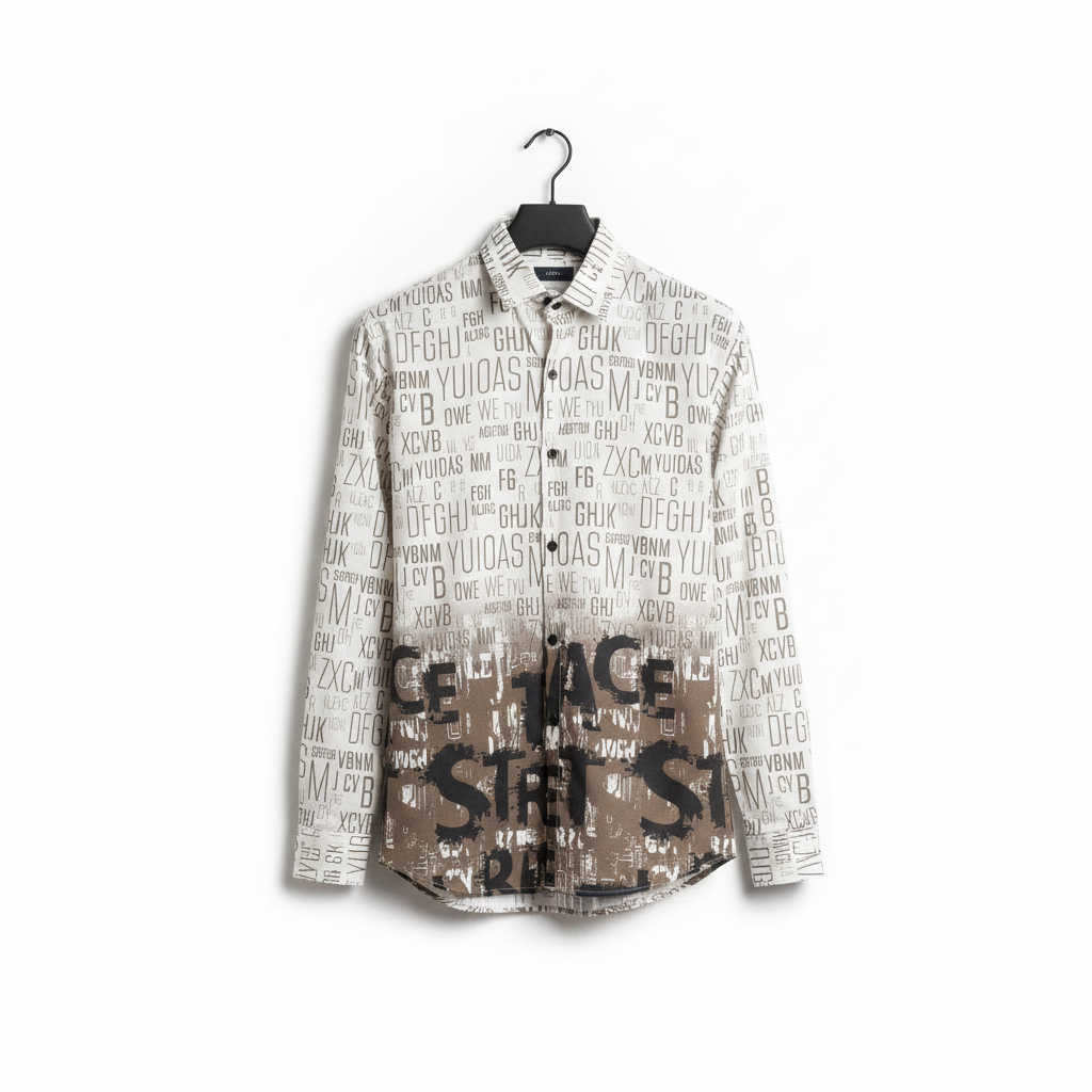 Ombre Alphabet Print Men's Shirt