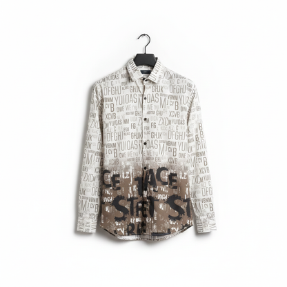 Ombre Alphabet Print Men's Shirt
