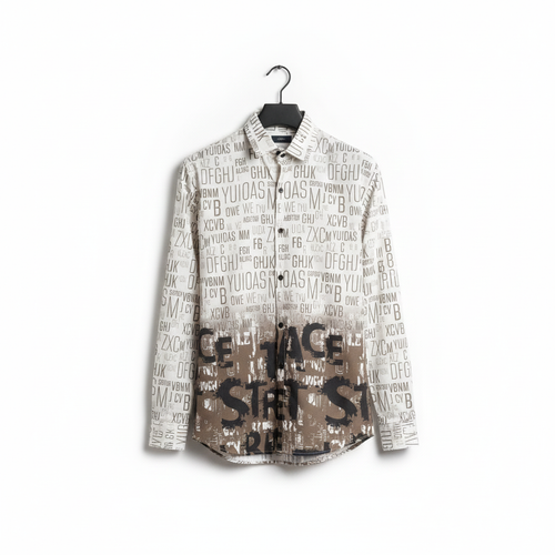 Ombre Alphabet Print Men's Shirt