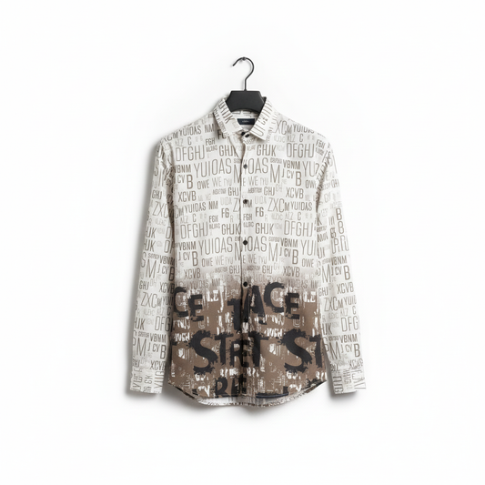 Ombre Alphabet Print Men's Shirt