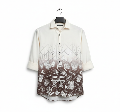 Men's Cinematic Motif Gradient Print Shirt