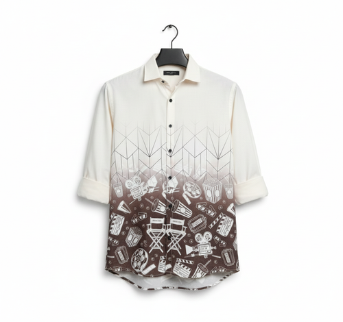 Men's Cinematic Motif Gradient Print Shirt