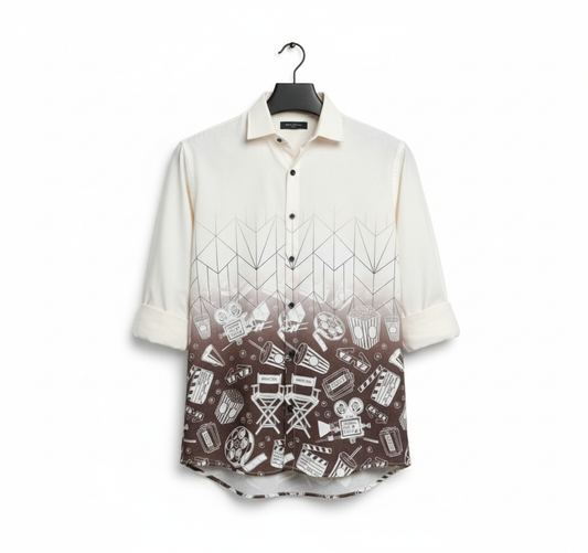 Men's Cinematic Motif Gradient Print Shirt