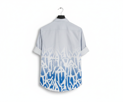 Men's Full-Sleeve Casual Shirt - Blue Graffiti Print