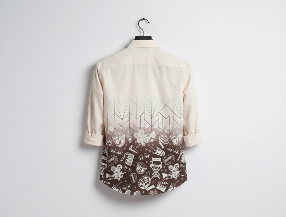 Men's Cinematic Motif Gradient Print Shirt