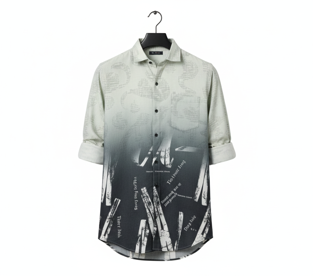 Motivational Print Ombre Shirt for Men