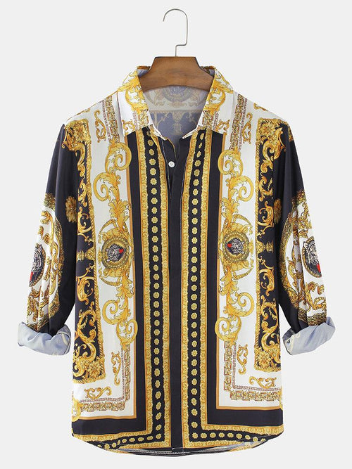 Fashionable Gold Print Luxury Print Shirt