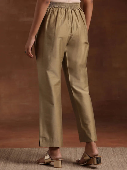 Libas Gold Solid Silk Trousers
