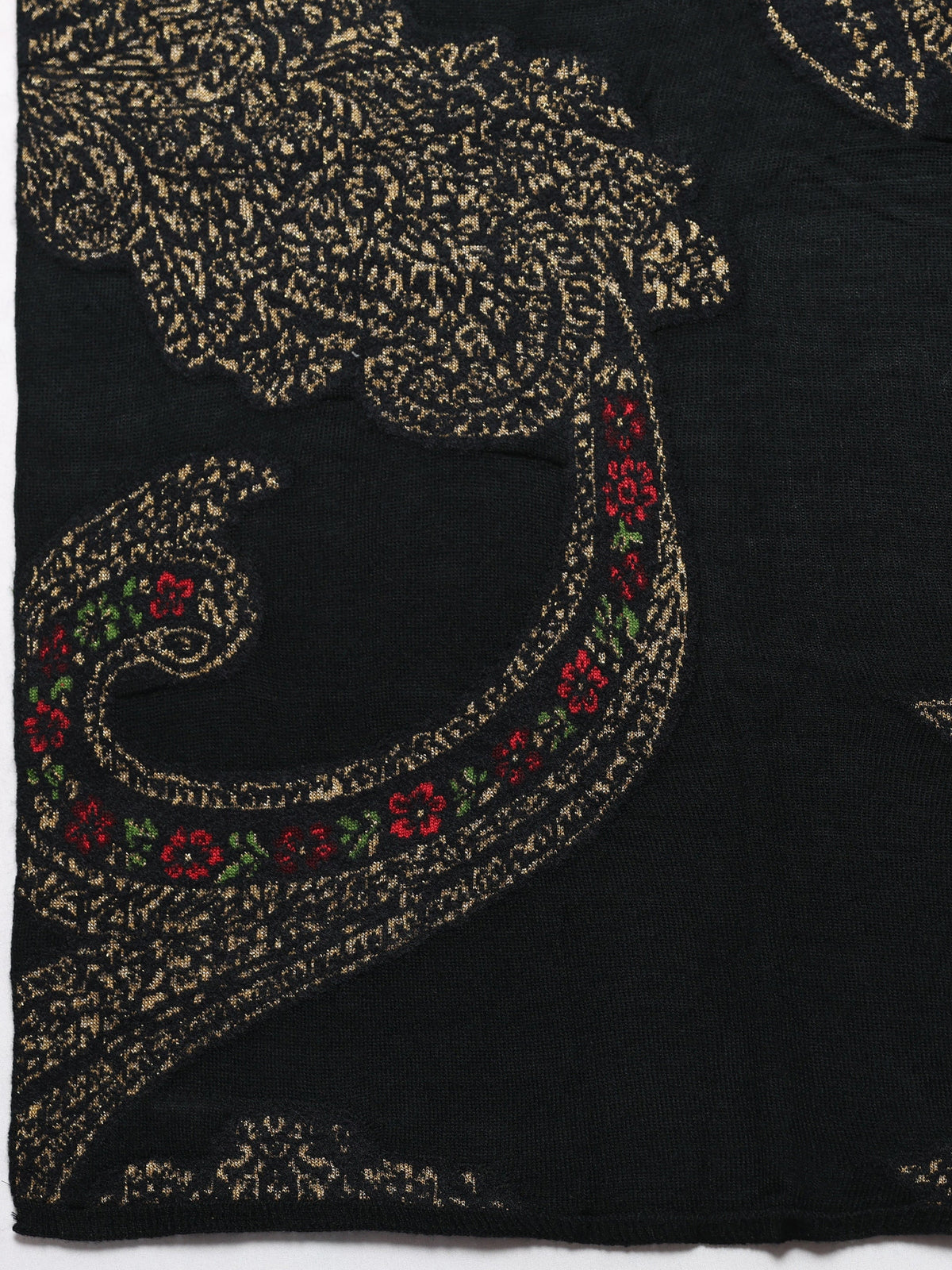 Libas Black Woven Design Wool Women's Shawl