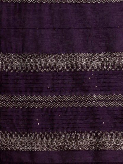 Gerua Purple Yoke Design Silk Blend Straight Suit With Dupatta