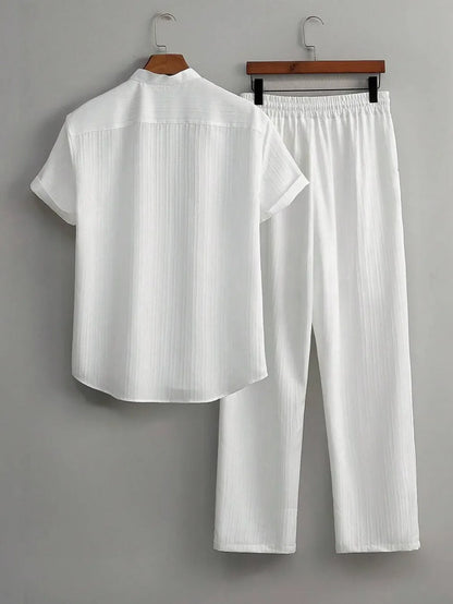 Premium White shirt & track Pent Co-ord set For Man -Lafabrila