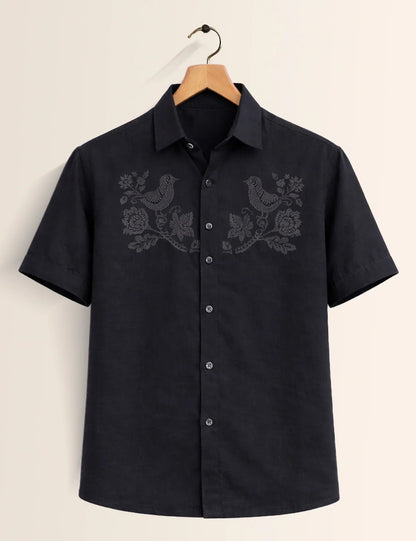 Black Sparrow Printed Men's Shirt - XPST