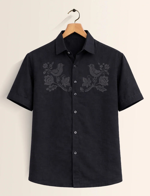 Black Sparrow Printed Men's Shirt - XPST