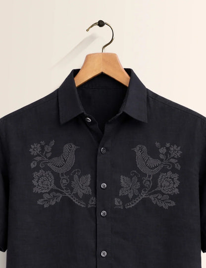 Black Sparrow Printed Men's Shirt - XPST