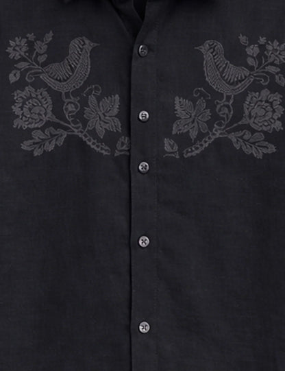 Black Sparrow Printed Men's Shirt - XPST