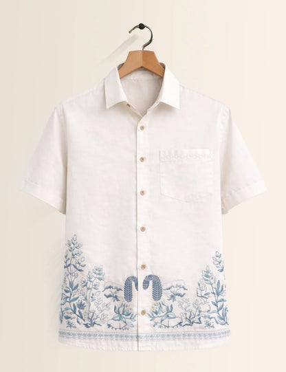 Bottom Flower Printed Men's Shirt - XPST