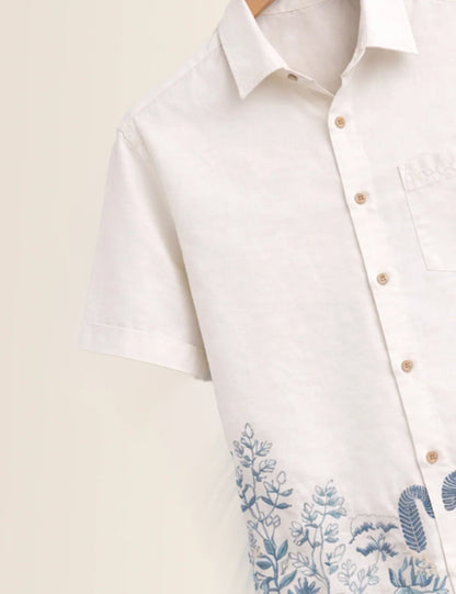 Bottom Flower Printed Men's Shirt - XPST
