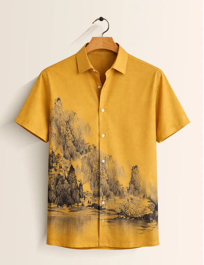 Golden Mountain Printed Men's Shirt - XPST