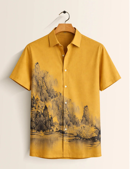 Golden Mountain Printed Men's Shirt - XPST