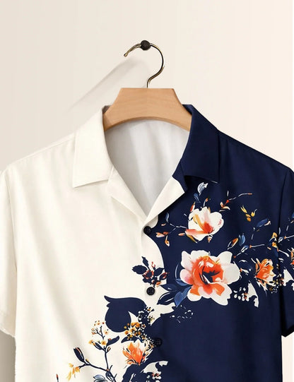 Navy Cross Flower Printed Men's Shirt - XPST