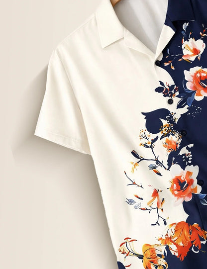 Navy Cross Flower Printed Men's Shirt - XPST