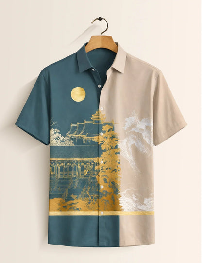 Side Scenery Printed Men's Shirt - XPST