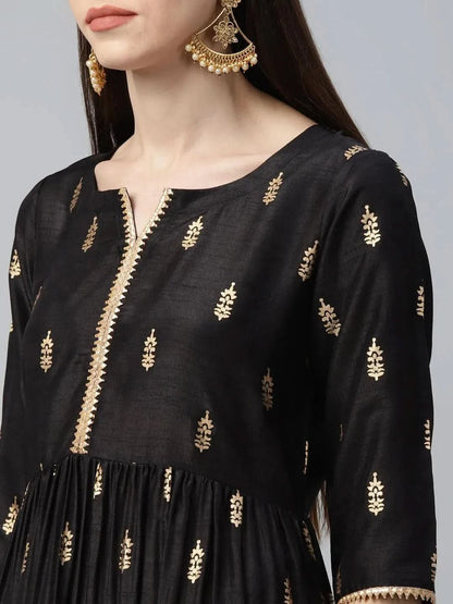 Libas Black Printed Polyester Dress