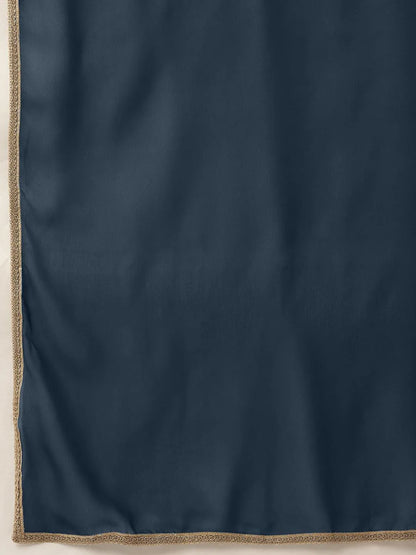 Gerua Blue Embellished Georgette Stitched Saree