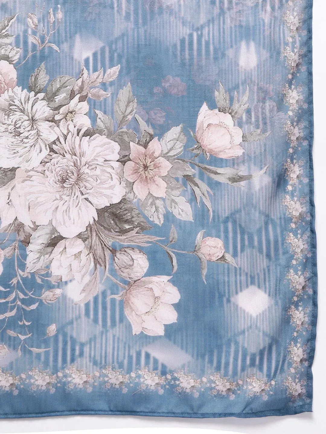 Libas Blue Printed Cotton Straight Suit With Dupatta
