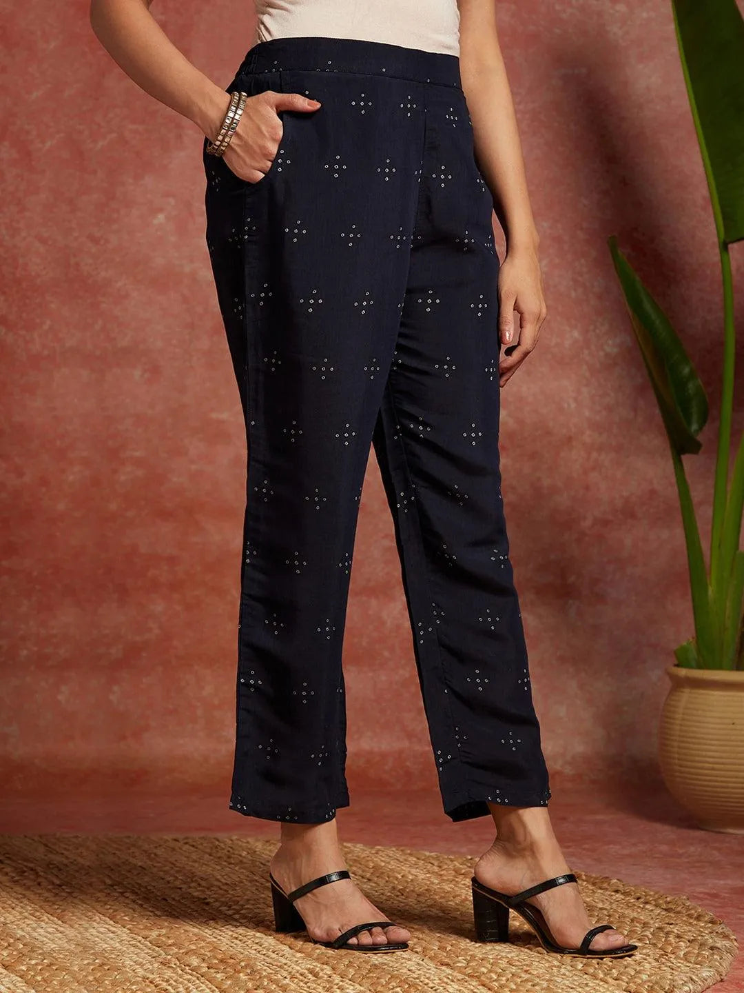 Libas Blue Printed Silk Blend Straight Suit With Dupatta